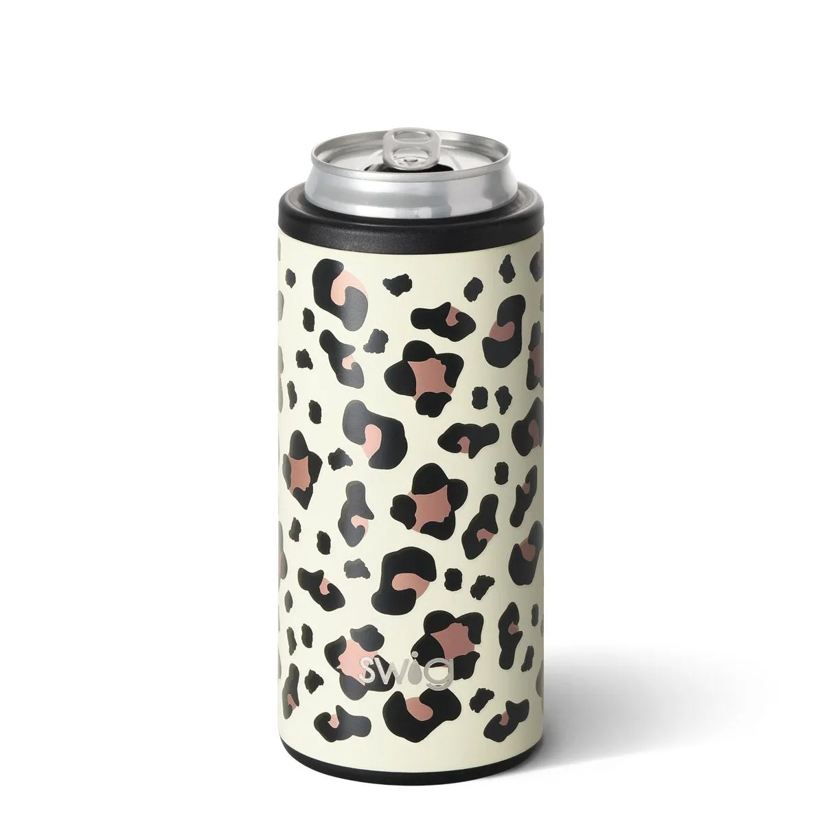 SWIG {LUXY LEOPARD} Skinny Insulated Stainless Steel Can Cooler (12 oz.)