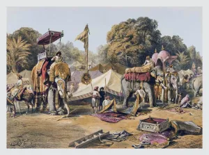 The Kings Camp (from India - Ancient And Modern Series) William Simpson c1860 - Vintage Orientalist Chromolithograph of India - Canvas Prints