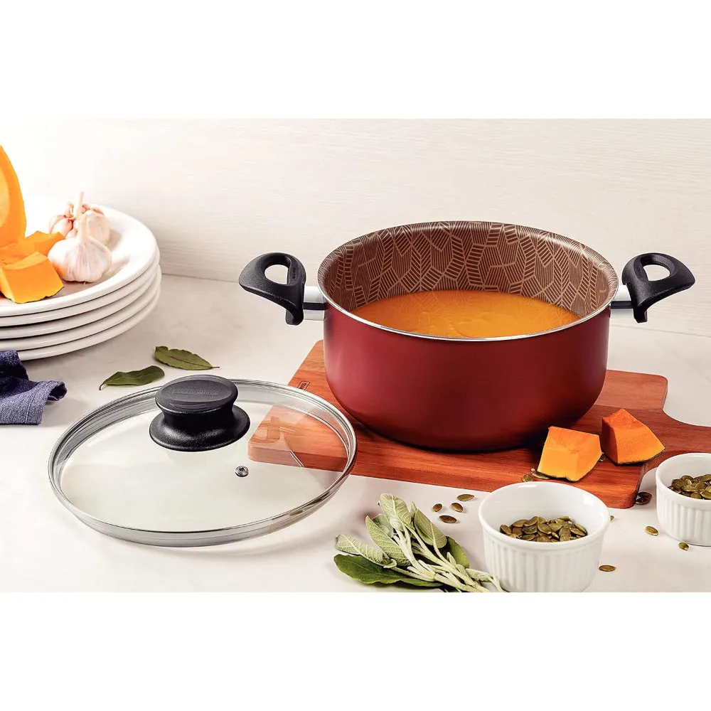 Tramontina Brazil  Paris 28cm Red Aluminum Casserole with Interior and Exterior Starflon Max Red PFOA Free Nonstick Coating
