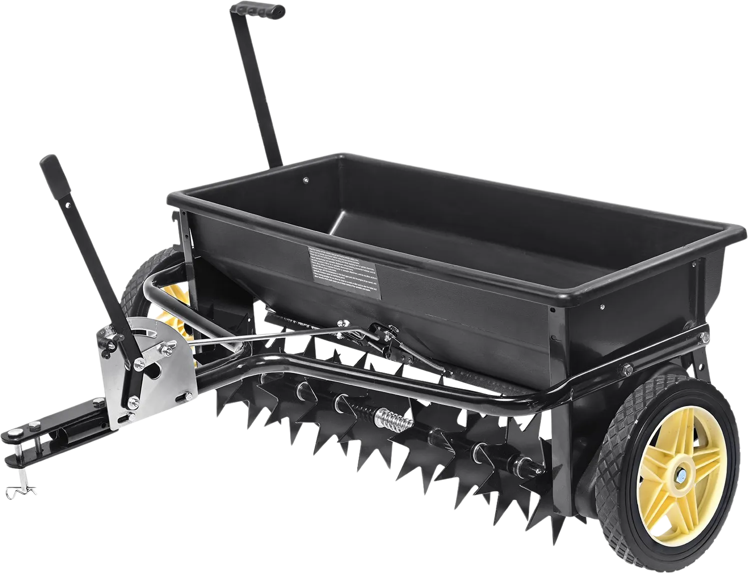 Vevor Broadcast Tow Behind Spreader 100 lbs Capacity with 10" Wheels Black New