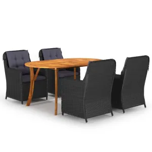 vidaXL 5 Piece Patio Dining Set Black - Outdoor Furniture for a Stylish Patio
