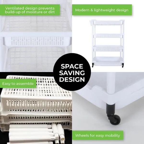 White 4 Tier Multipurpose Jumbo Layer Trolley
