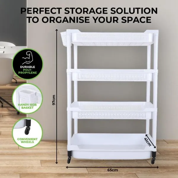 White 4 Tier Multipurpose Jumbo Layer Trolley