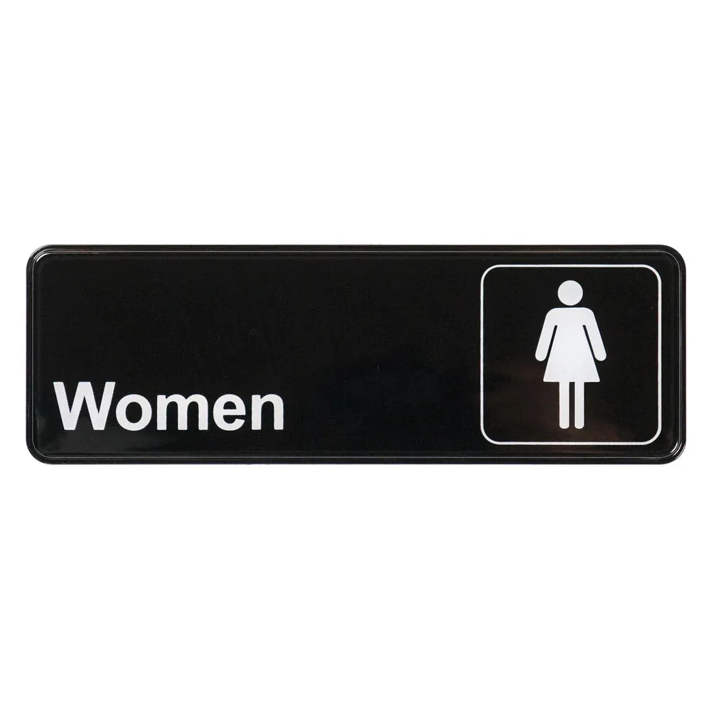 Winco SGN-312 Information Sign, "Women", 3" x 9", Black